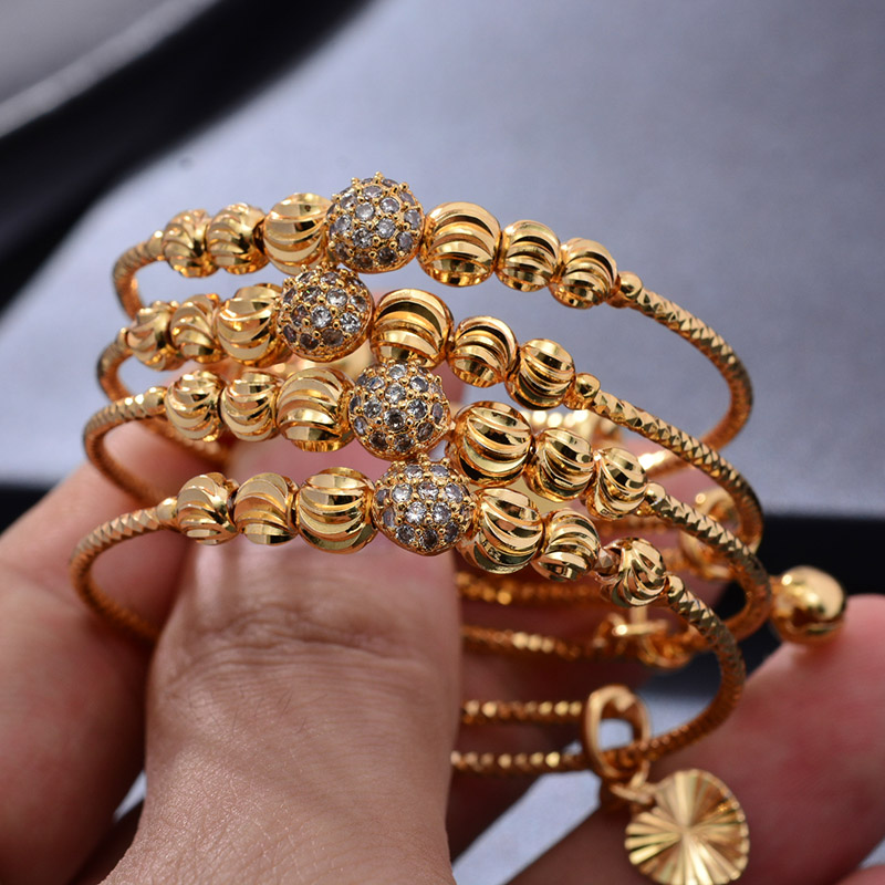 Ethnic Fashion In Dubai - กำไลข้อมือทอง 24K 4 ชิ้น สไตล์ชาติพันธุ์ ประดับลูกปัด