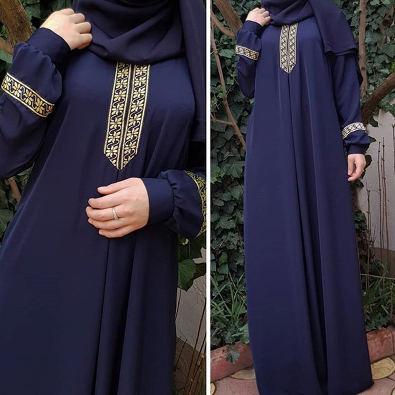 Ethnic Fashion In Dubai - ชุดเดรสดูไบสำหรับผู้หญิงชุดเดรสมุสลิมแขนยาวทรงหลวมพิมพ์ลายชาติพันธุ์ชุดเดรสแฟชั่น5XL 4XL