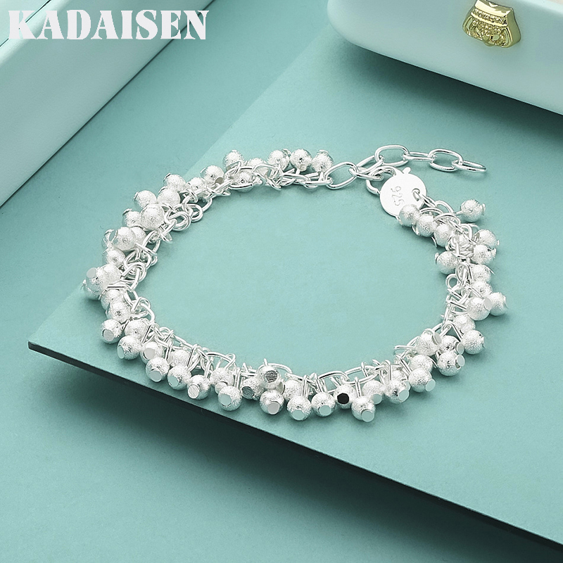 Ethnic Fashion Brand - 20 ซม. 925 เงินสเตอร์ลิง ลูกปัดรูปองุ่น สร้อยข้อมือสำหรับผู้หญิง