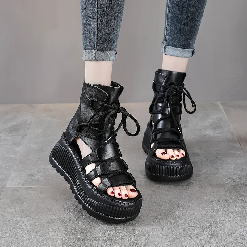 8 ซม.วัวแท้หนังข้อเท้า Booties - Ethnic Fashion Style บทวิจารณ์และราคา
