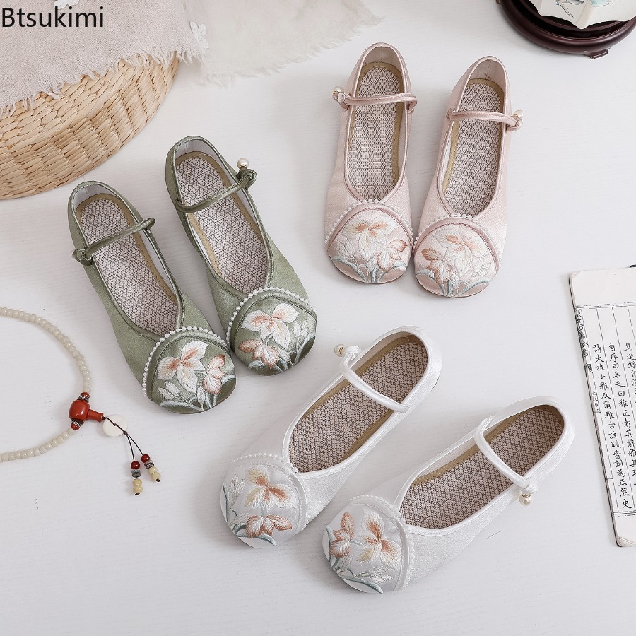 แฟชั่นปักลายสไตล์จีนรองเท้าส้น - Ethnic Fashion Style บทวิจารณ์และราคา