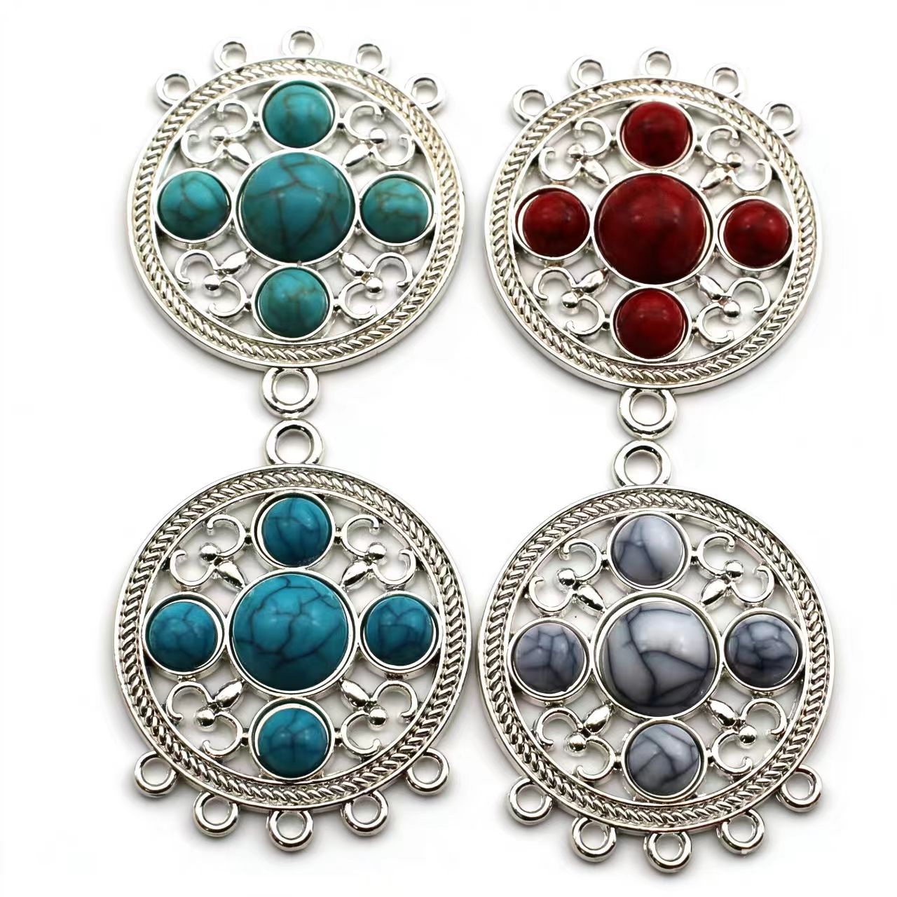 10 ชิ้น จี้โลหะทรงกลมลายชนเผ่า - Ethnic Fashion Style บทวิจารณ์และราคา