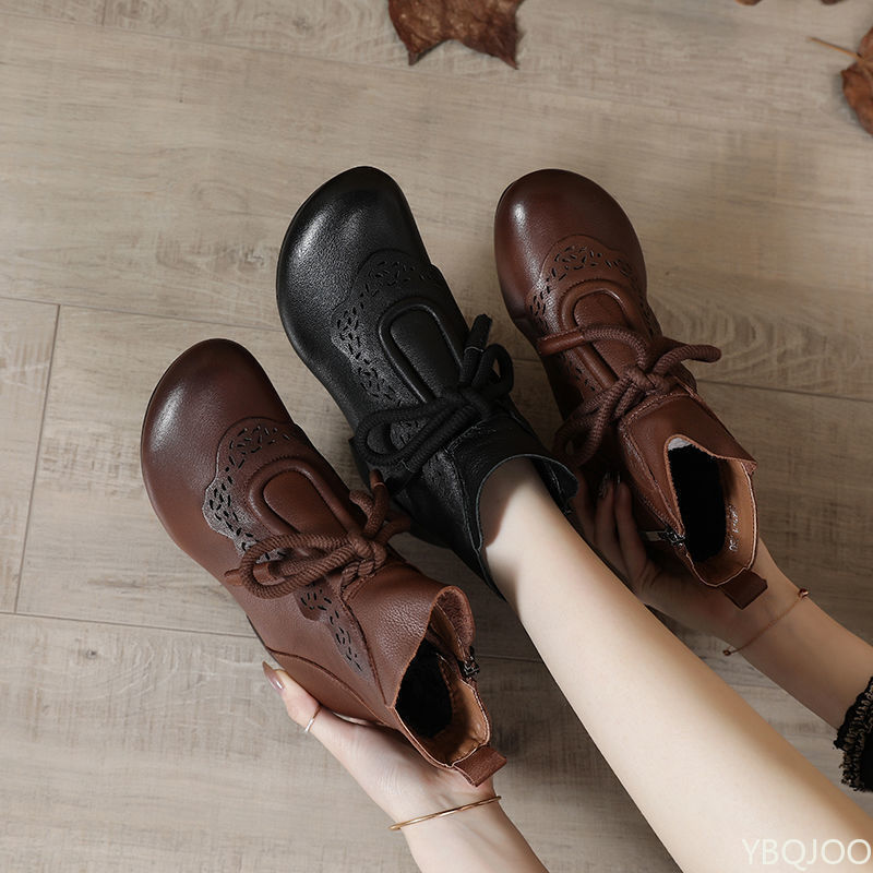 รองเท้าบูทผู้หญิงแฟชั่นฤดูใบไม - Ethnic Fashion Style บทวิจารณ์และราคา