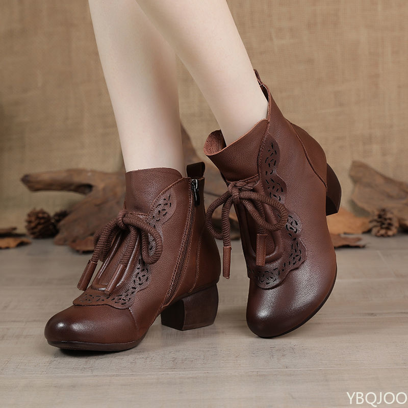 รองเท้าบูทผู้หญิงแฟชั่นฤดูใบไม - Ethnic Fashion Style บทวิจารณ์และราคา