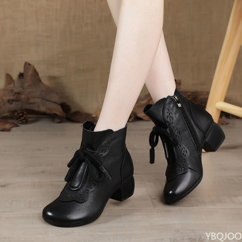 รองเท้าบูทผู้หญิงแฟชั่นฤดูใบไม - Ethnic Fashion Style บทวิจารณ์และราคา