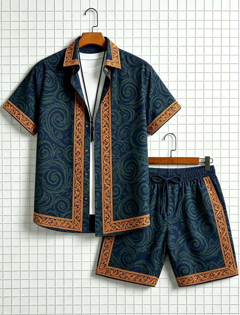 ชุดเสื้อเชิ้ตแขนสั้นและกางเกงข - Ethnic Fashion บทวิจารณ์และราคา