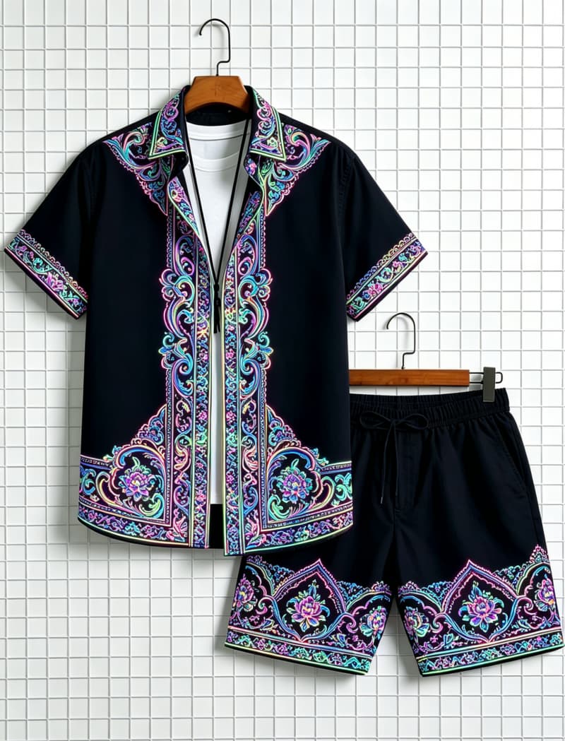 ชุดเสื้อเชิ้ตแขนสั้นและกางเกงข - Ethnic Fashion บทวิจารณ์และราคา
