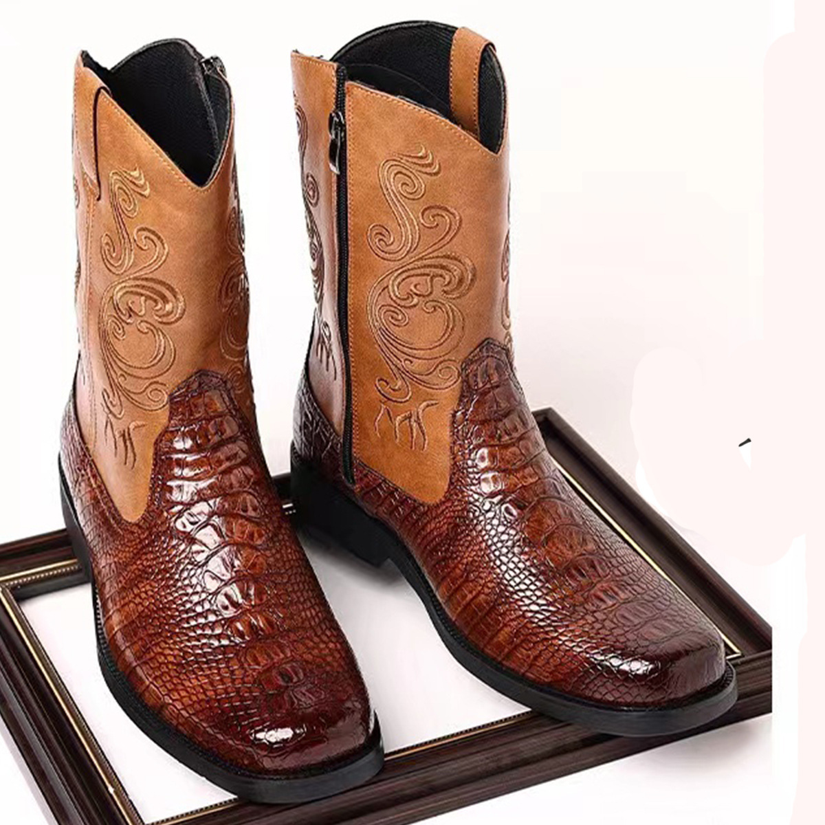 รองเท้าบูทคาวบอยสไตล์ตะวันตกแบ - Ethnic Fashion บทวิจารณ์และราคา