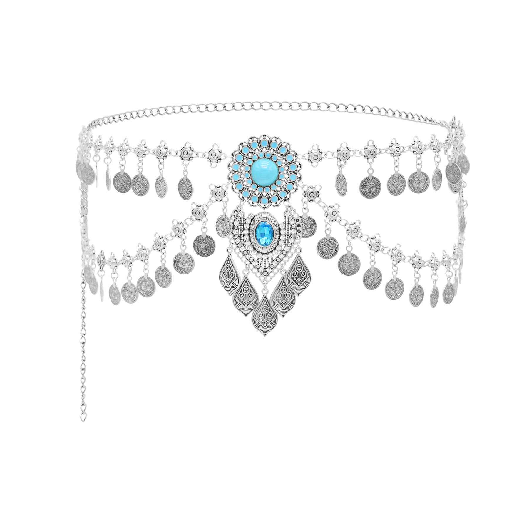 สร้อยคาดเอวสีเทอร์ควอยส์เทียมป - Ethnic Fashion Co In บทวิจารณ์และราคา